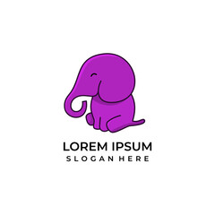 Cute elephant logo vector sit...