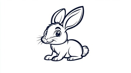 Obraz premium Cute Hopping Rabbit with Long Ears for Coloring Page Activity