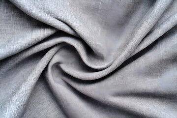 Luxury Grey silk fabric texture, satin wave textile background
