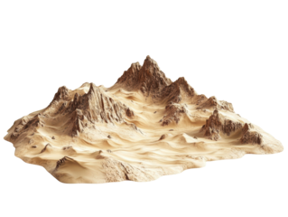 Isolated Mountainous Desert Terrain Top View