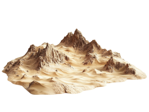 Isolated Mountainous Desert Terrain Top View