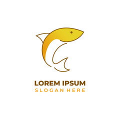 Obraz premium The fish logo is a combination of shape and lineart styles. A semi-lineart fish logo that is simple and artistic, reflecting beauty, agility, harmony, and an elegant modern design.