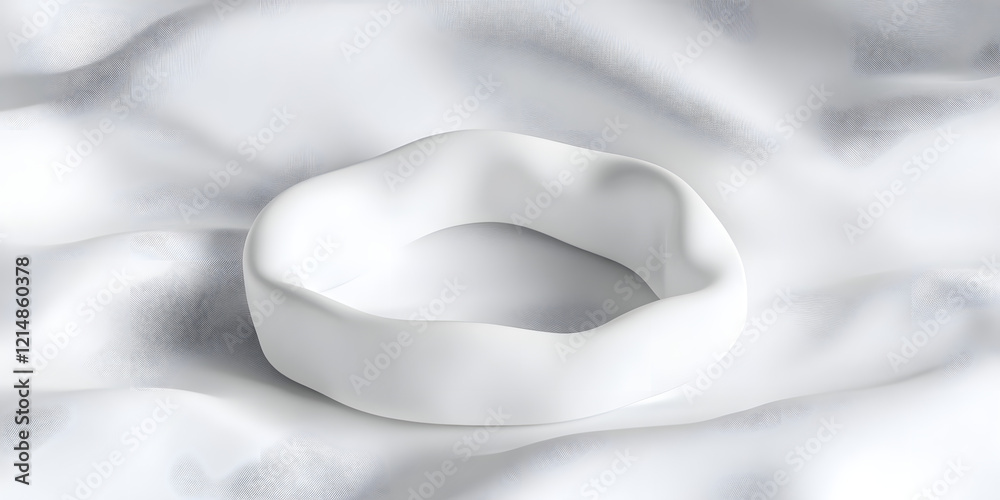 Wall mural soft white geometry cloth ring or loop background template with copy space