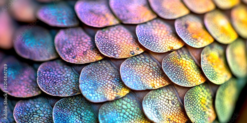 Poster colorful pattern of scales on a lizard