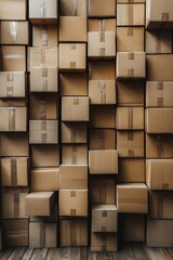 Packages stacked for shipment, awaiting delivery.