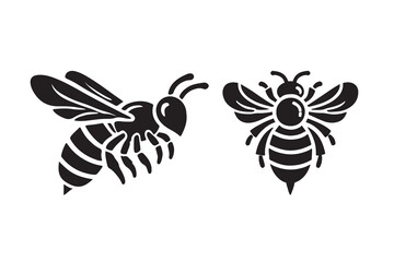bee silhouette vector Illustration on white background