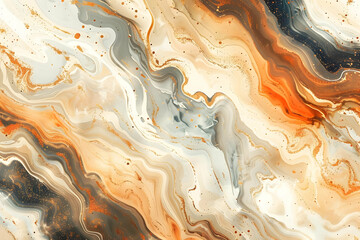 Abstract Background with Swirling Orange, Gray, and White Colors and Gold Accents Creates a Dynamic Visual