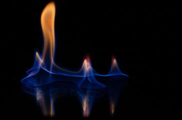 A fire against a black background