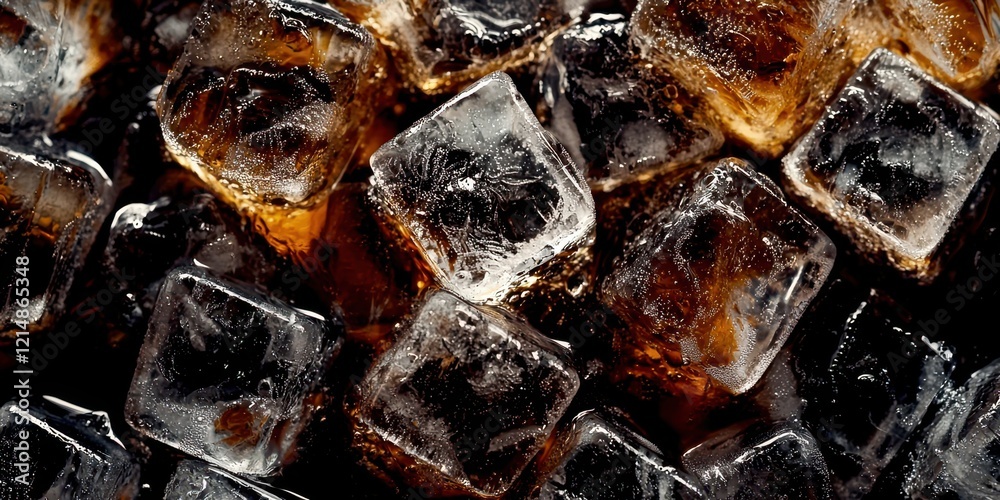 Poster bunch of ice cubes with a brownish color