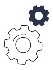 Two interlocking gears symbolizing teamwork and efficiency.