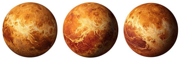 Triple Venus Planet Render, Isolated on Transparent Background, Space, Astronomy, Planetary, Venus, Planet, Render