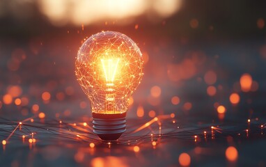 3D idea and web concept with a glowing lightbulb surrounded by digital networks, representing the fusion of creativity and webbased technologies