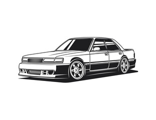 coloring page of 90s car image vector graphic