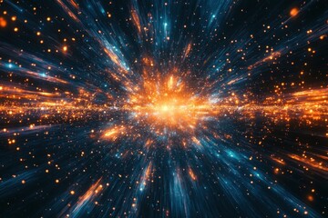 Fototapeta premium Vivid cosmic explosion depicting colorful stars and light bursts in the universe