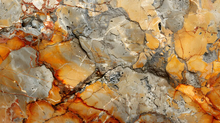Orange and Gray Breccia Stone Texture Shows Natural Beauty with Rough Surface