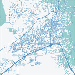 Fototapeta premium Map of Santa Fe in New Mexico in a professional blue style. Contains layered vector with roads water, parks, etc.