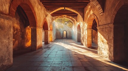 Obraz premium the arches of ancient stone and brick.