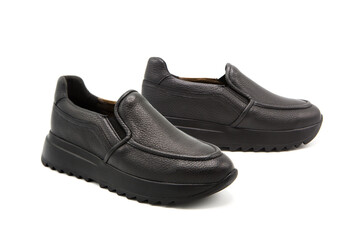 Fashionable leather shoes isolated on white background. View from all sides. Sneakers.