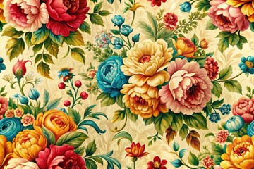 Retro floral background, pretty botanical design for elegant textiles and wallpapers.