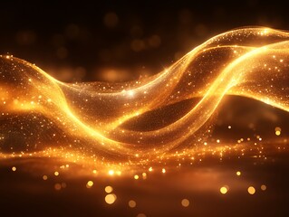 Obraz premium Golden Glittering Wave Abstract Background Design
