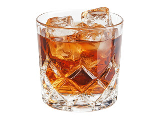 Isolated Glass of Whiskey with Ice Cubes