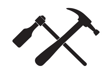 Hammer and screwdriver vector illustration on white background. (1)