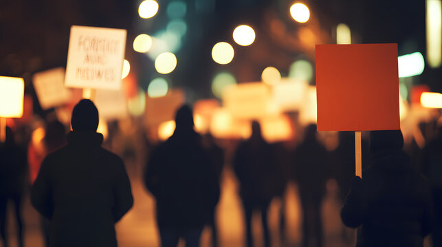 Protests Against Austerity: A vibrant protest scene with people holding signs demanding economic justice and better living conditions, showcasing public response to austerity measures.