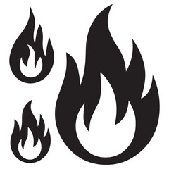 fire icon silhouette vector illustration on a white background.