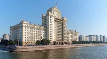 Obraz premium Riverfront Ministry Building, Moscow, sunny day, cityscape