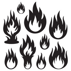 fire icon silhouette vector illustration on a white background.