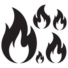 fire icon silhouette vector illustration on a white background.
