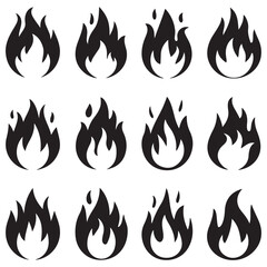 fire icon silhouette vector illustration on a white background.