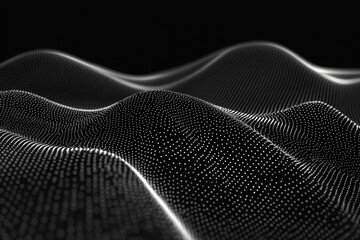 Abstract wave patterns created with dots on a black background showcase a striking visual effect
