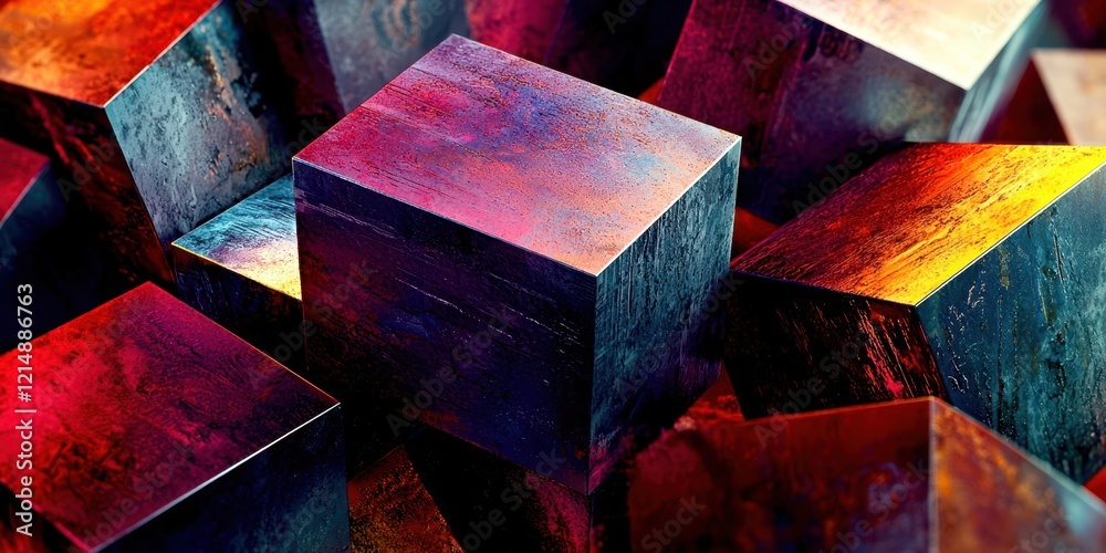 Poster bunch of cubes are stacked on top of each other