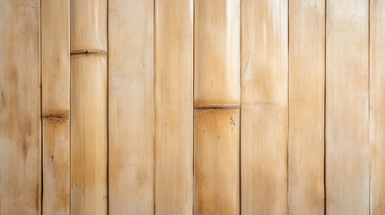 Obraz premium Bamboo wall texture with natural patterns and warm tones, ideal for interior design and decoration. smooth surface adds touch of elegance to any space