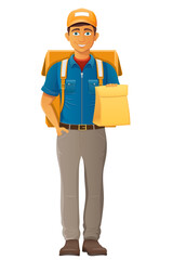 delivery young man courier service vector illustration isolated on white background