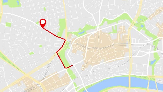 Frankfurt GPS 4K map city animation.