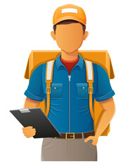 delivery young man courier service vector illustration isolated on white background
