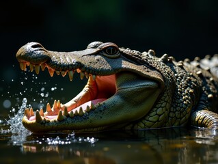 Fototapeta premium Thai Crocodile Trainer's Amazing Jaws Stunt