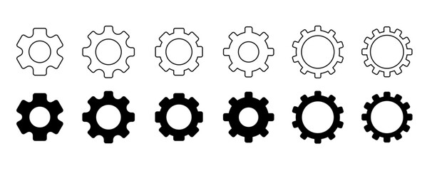 Gear wheel icon set collection. line and flat style. gear wheel icon. gear wheel icon collection. vector illustrationn