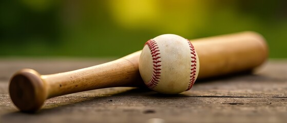Weathered Baseball Bat and Ball - High-Resolution Image
