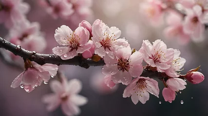 Fototapete Rund Beautiful Cherry Blossom Photography in Spring © Aljrov