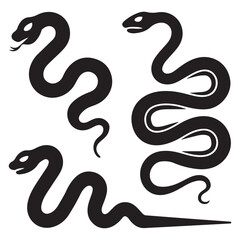 snake icon, snake vector silhouette, curved snake animal design illustration, black reptile graphic symbol, dangerous wild snake outline logo