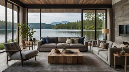 Fototapeta premium A Luxury Living Spaces, Tranquil Oasis, Modern Elegance redefined, modern , luxury, peaceful and stylish home interior