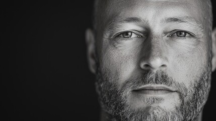 Obraz premium Enigmatic Minimalist Portrait of Man - Cinematic Black and White Image with Ultra-Detailed Features