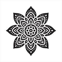 Hand drawn mandala design. Easy mandala Outline. Vector mandala design silhouette on white background
