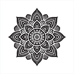Hand drawn mandala design. Easy mandala Outline. Vector mandala design silhouette on white background
