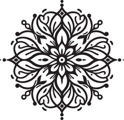 Mandala silhouette vector on a white background, mandala design for coloring book, vector mandala design