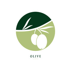 Vector logo of olive branch with leaves. Modern hand drawn vector olive oil icons. Branding concept for olive oil company, organic, eco-friendly oil products, wellness, beauty, culinary services