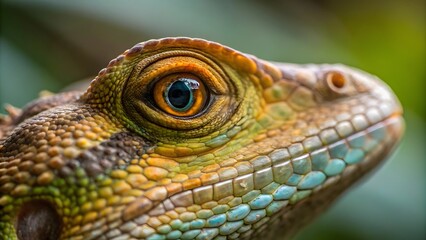 Obraz premium Close up Lizard Eye Reptile Skin Texture Exotic Wildlife Vivid Colors Nature Detail